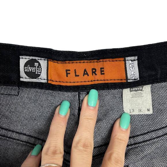 Vintage Levi's Silvertab Y2K Flare Jeans Black Denim (34x31) 13 Jr. M Dark wash - Picture 12 of 14
